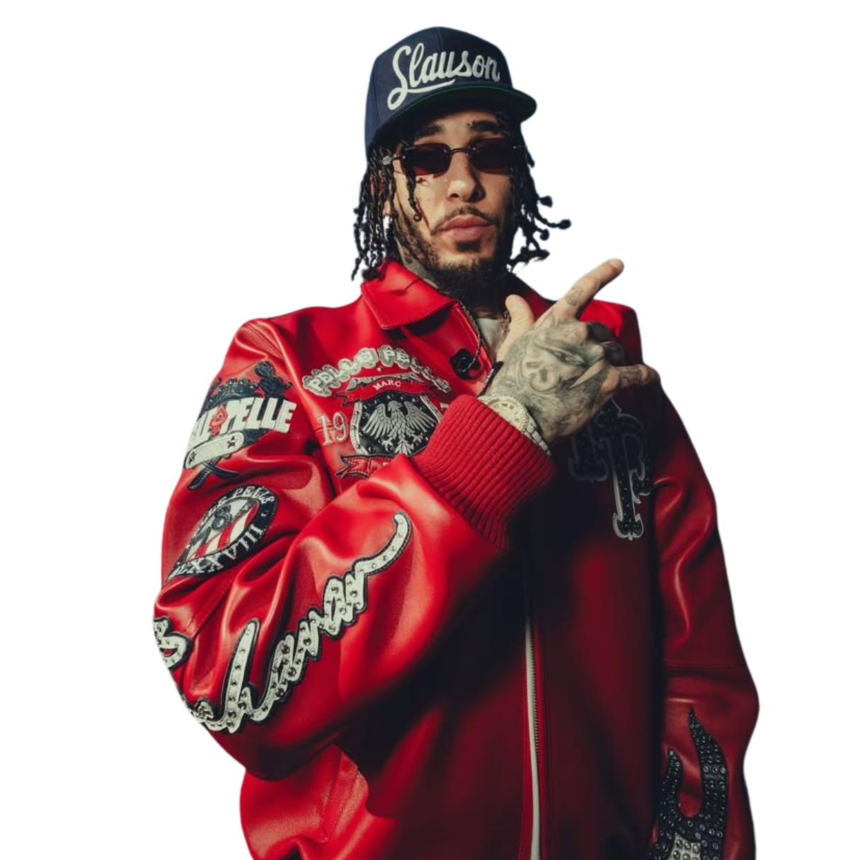 Red Pelle Pelle leather jacket with embroidered sleeve patches and front design – Chi Town Pelle Pelle