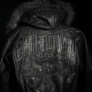 Black Pelle Pelle leather CHITOWN Collector jacket with fur hood and metallic back embroidery – Chi Town Pelle Pelle