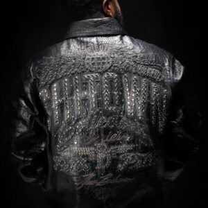 Black Pelle Pelle ChiTown Collector leather jacket with crocodile pattern and studded CHITOWN back – Chi Town Pelle Pelle